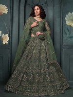 Dark Sage Premium Net Lehenga Choli